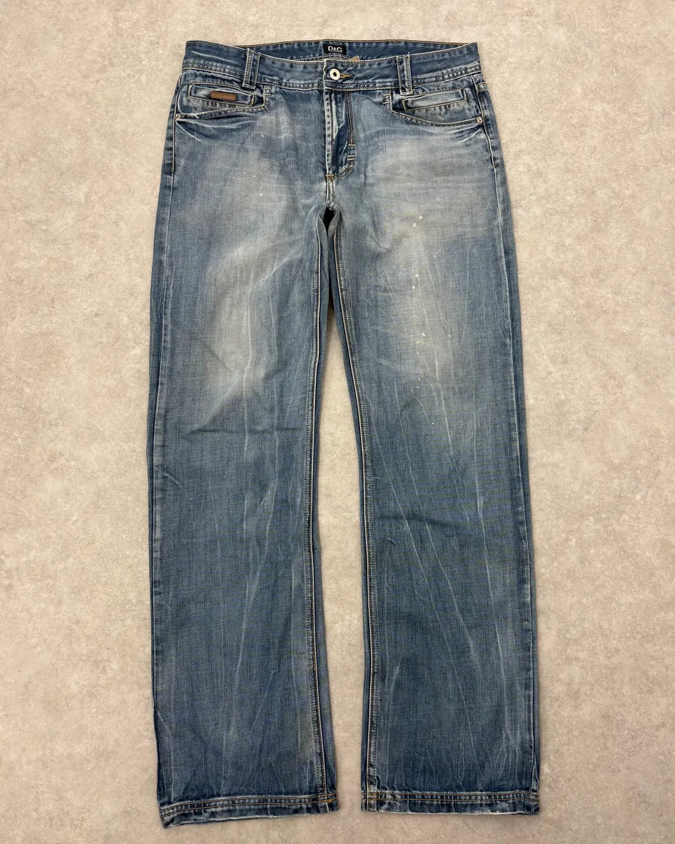 AW2006 Dolce & Gabbana Faded Blue Regular Denim Jeans QOcslRE 3