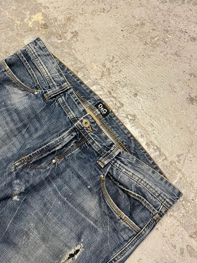 2000s Dolce & Gabbana Blue Distressed Denim Jeans oLqyCRD 2
