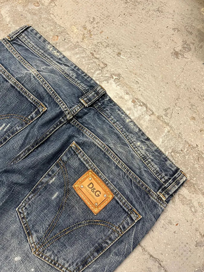 2000s Dolce & Gabbana Blue Distressed Denim Jeans oLqyCRD 5