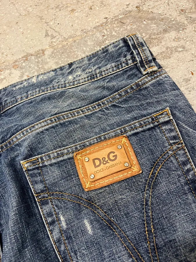 2000s Dolce & Gabbana Blue Distressed Denim Jeans oLqyCRD 6