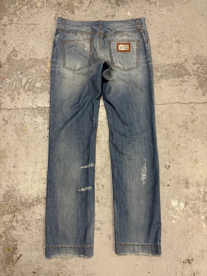 2000s Dolce & Gabbana Blue Distressed Denim Jeans JaIAZkp 3