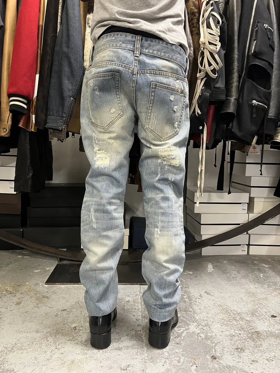 2000s Dolce & Gabbana Blue Distressed Denim Jeans tszPYVW 1