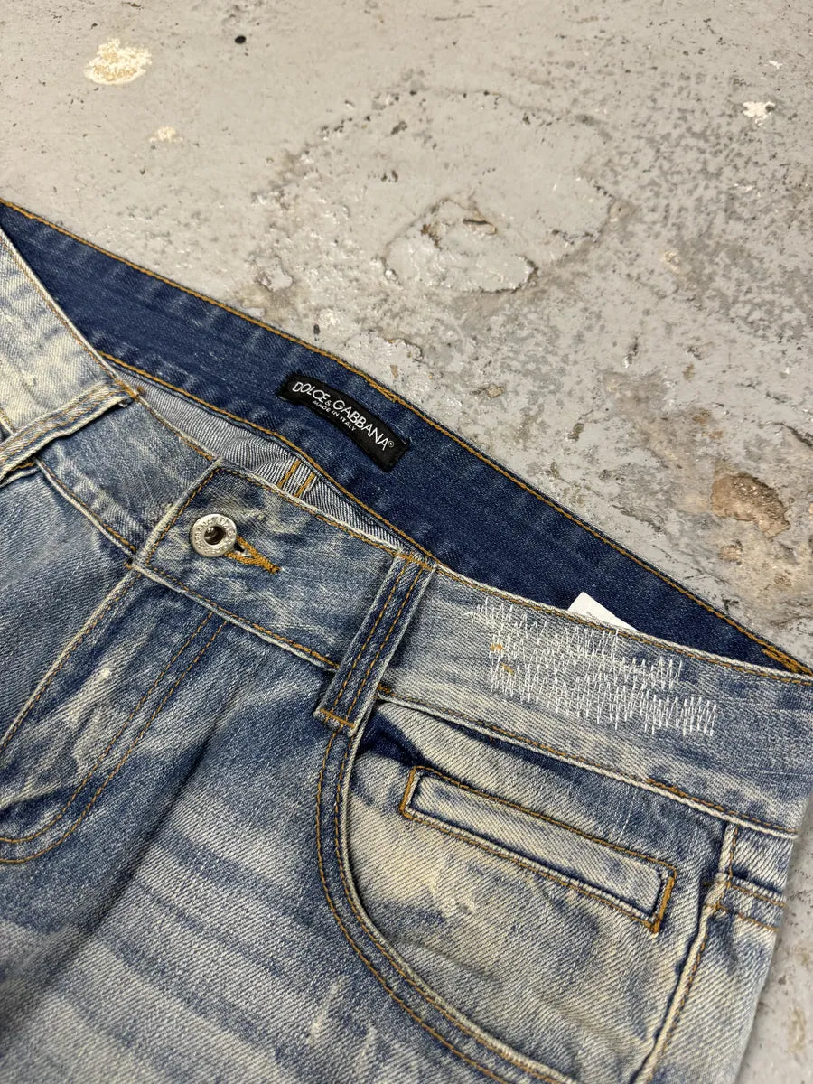 2000s Dolce & Gabbana Blue Distressed Denim Jeans tszPYVW 10