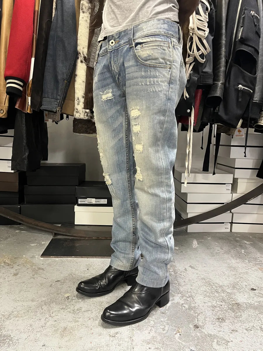 2000s Dolce & Gabbana Blue Distressed Denim Jeans tszPYVW 2