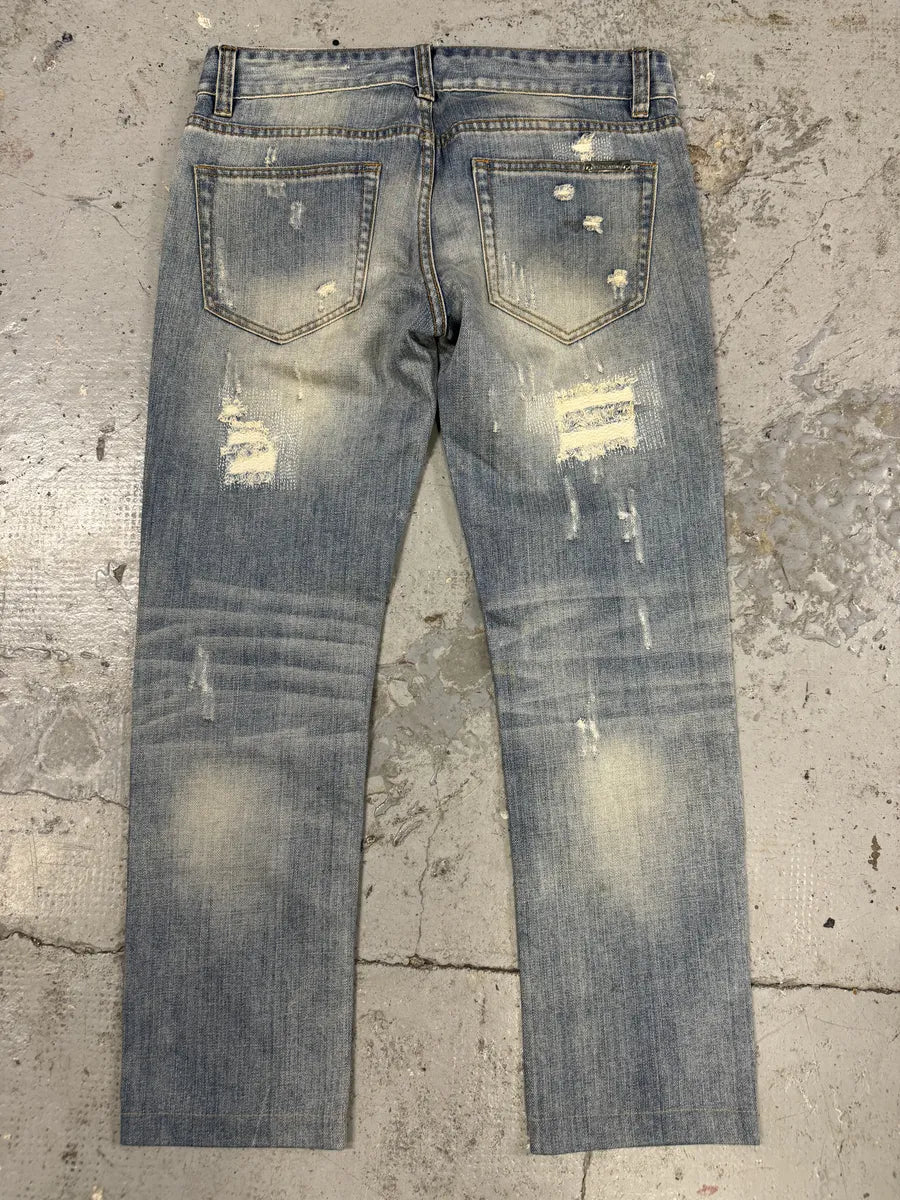 2000s Dolce & Gabbana Blue Distressed Denim Jeans tszPYVW 4