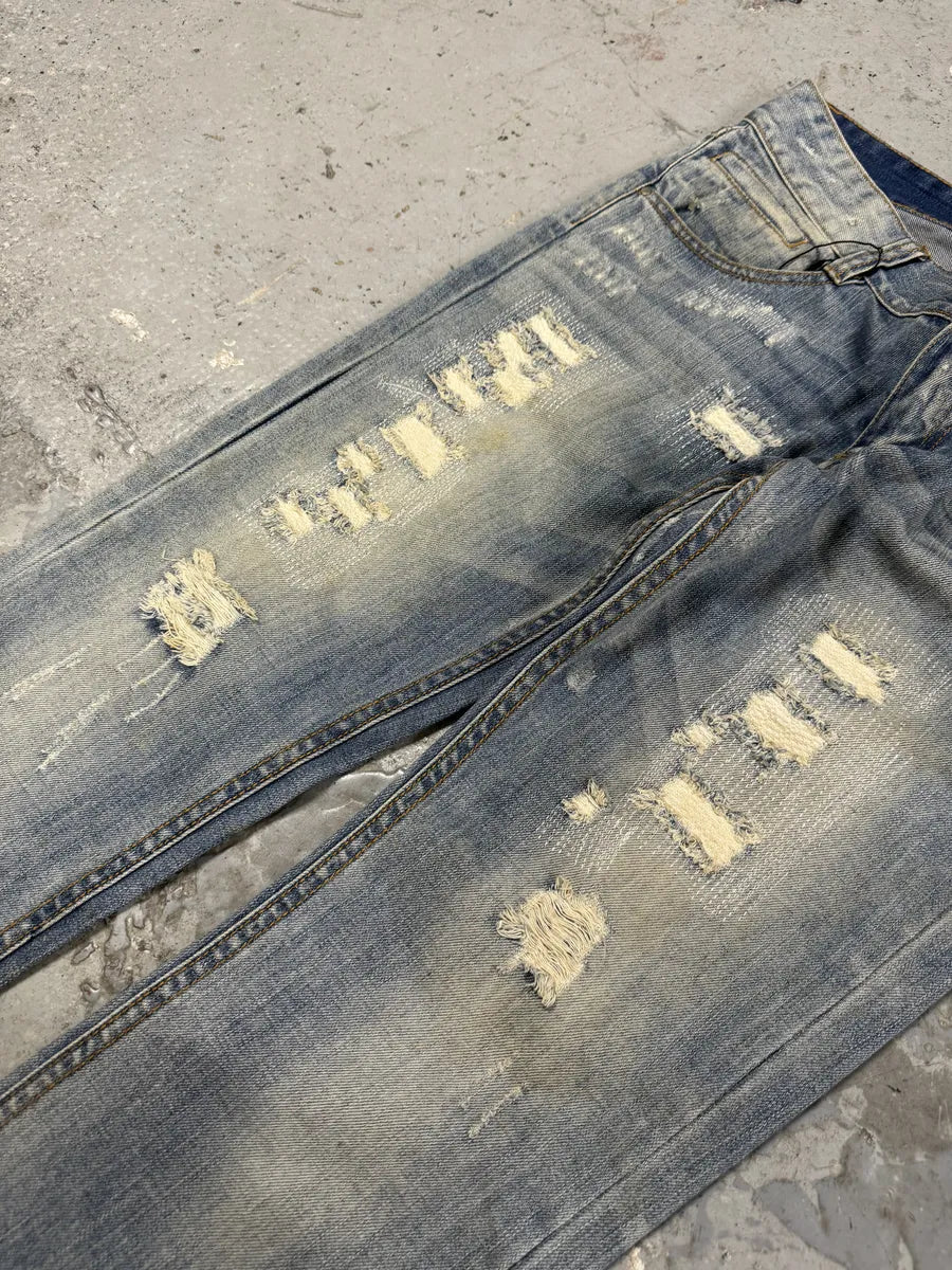 2000s Dolce & Gabbana Blue Distressed Denim Jeans tszPYVW 5