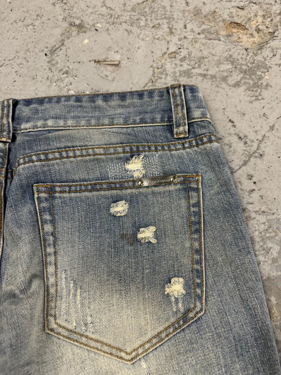 2000s Dolce & Gabbana Blue Distressed Denim Jeans tszPYVW 6