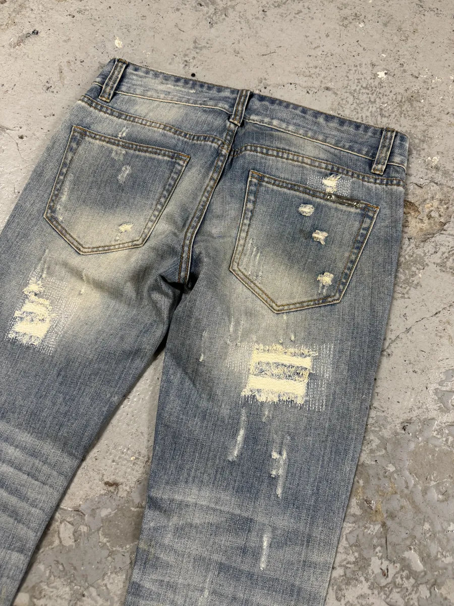 2000s Dolce & Gabbana Blue Distressed Denim Jeans tszPYVW 7