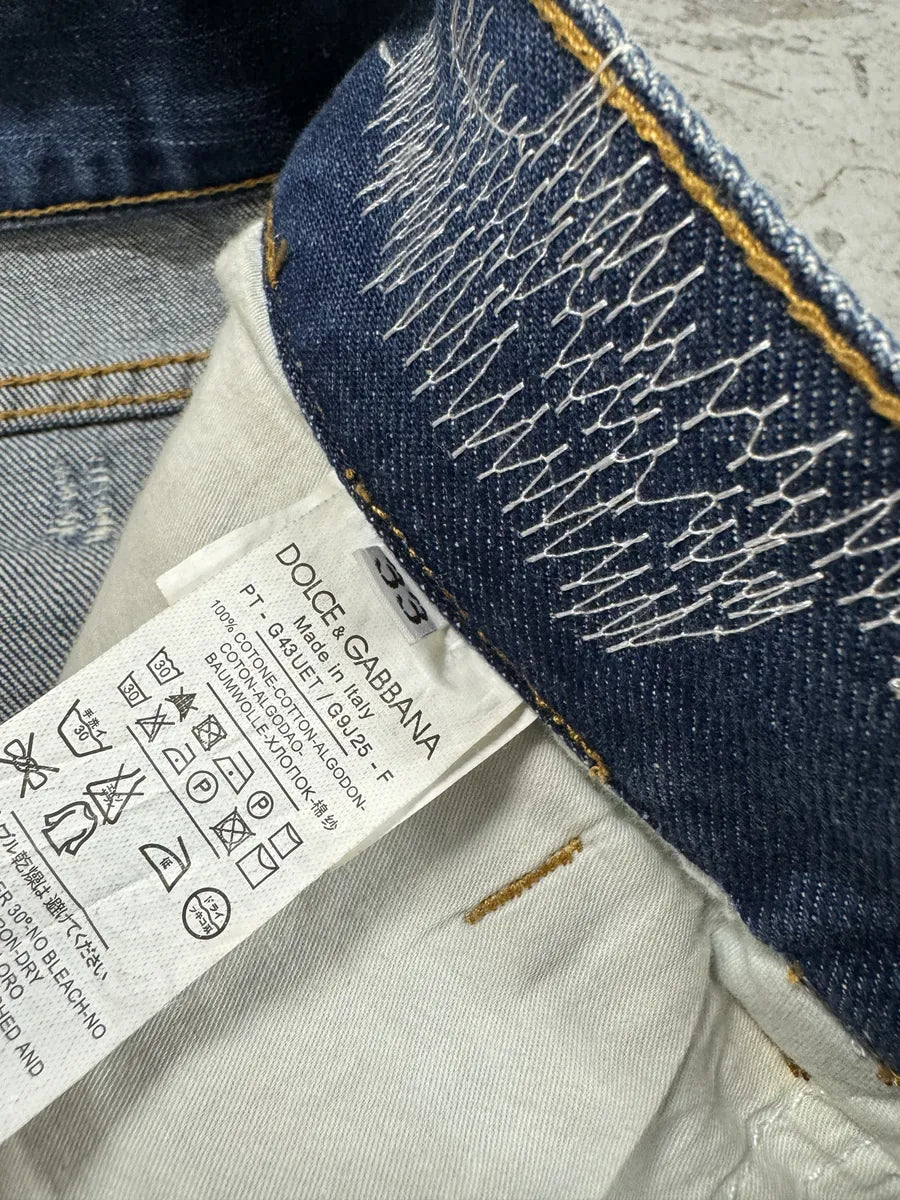 2000s Dolce & Gabbana Blue Distressed Denim Jeans tszPYVW 9