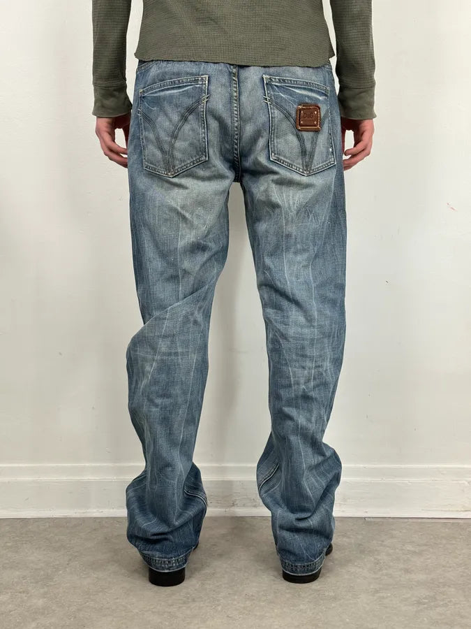 AW2006 Dolce & Gabbana Faded Blue Regular Denim Jeans QOcslRE 2