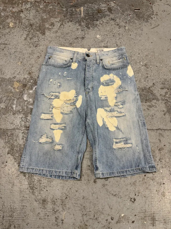 2000s Dolce & Gabbana Blue Distressed Denim Shorts jPwafVe 0