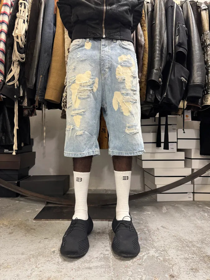 2000s Dolce & Gabbana Blue Distressed Denim Shorts jPwafVe 1