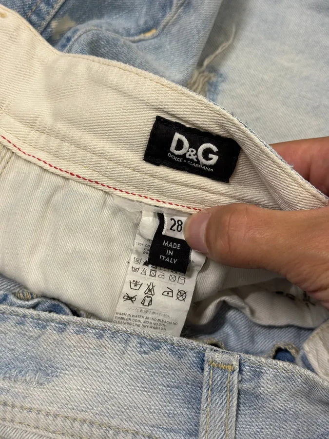 2000s Dolce & Gabbana Blue Distressed Denim Shorts jPwafVe 7
