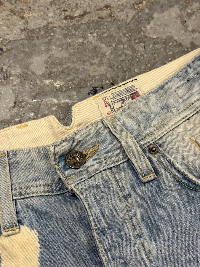 2000s Dolce & Gabbana Blue Distressed Denim Shorts jPwafVe 8