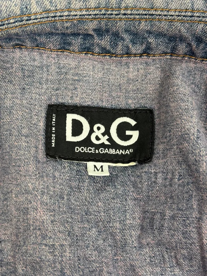 2000s Dolce & Gabbana Blue Distressed Hybrid Denim Jacket Distressed nLGAIdA 10