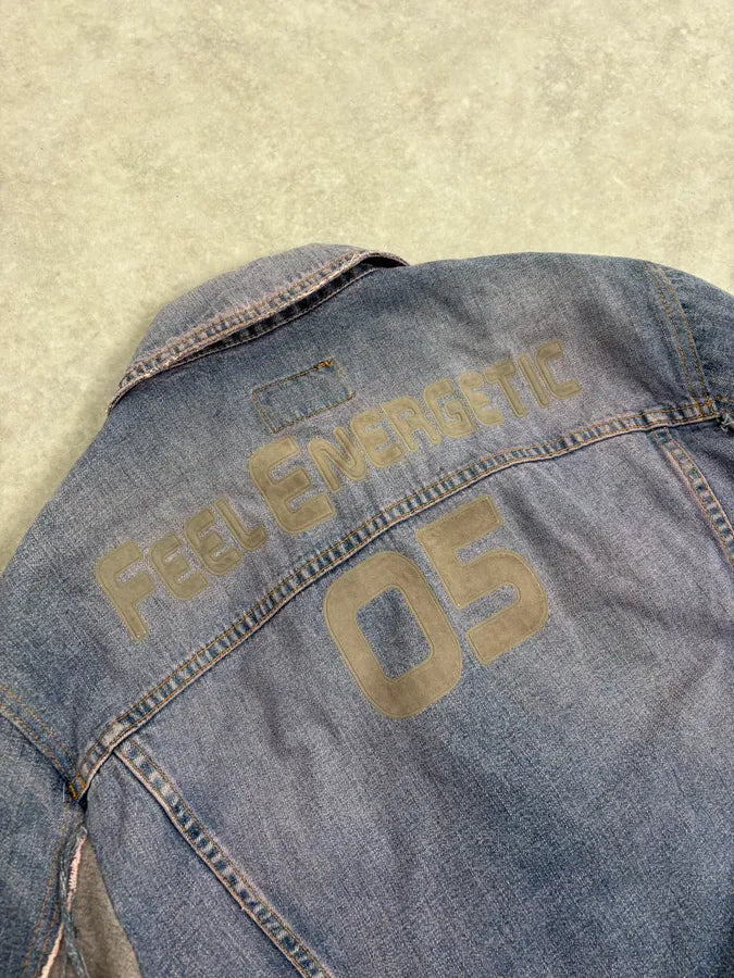 2000s Dolce & Gabbana Blue Distressed Hybrid Denim Jacket Distressed nLGAIdA 8