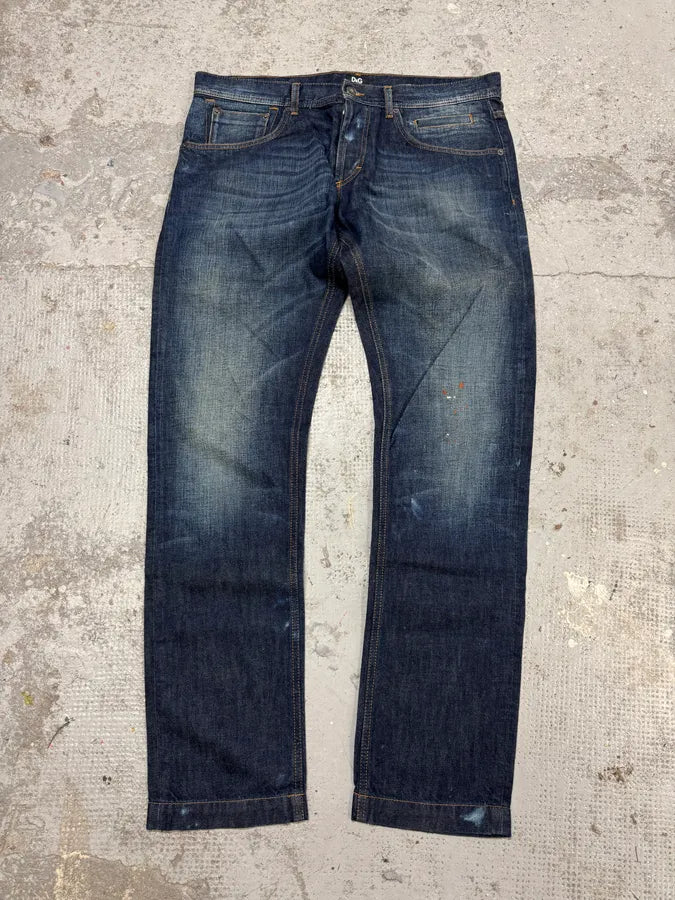 2000s Dolce & Gabbana Blue Eroded Brut Denim Jeans hCCmCCx 0