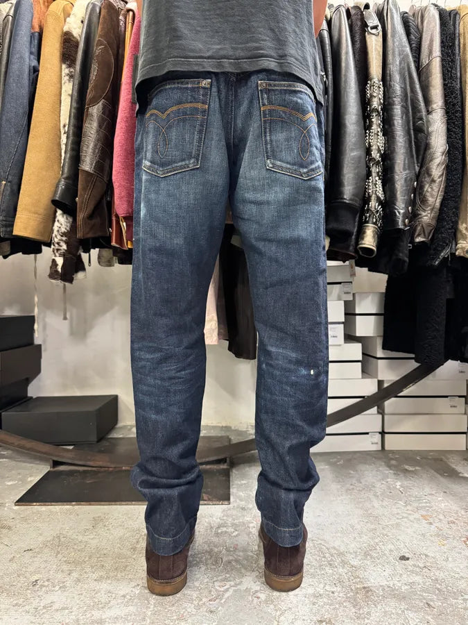 2000s Dolce & Gabbana Blue Eroded Brut Denim Jeans hCCmCCx 3