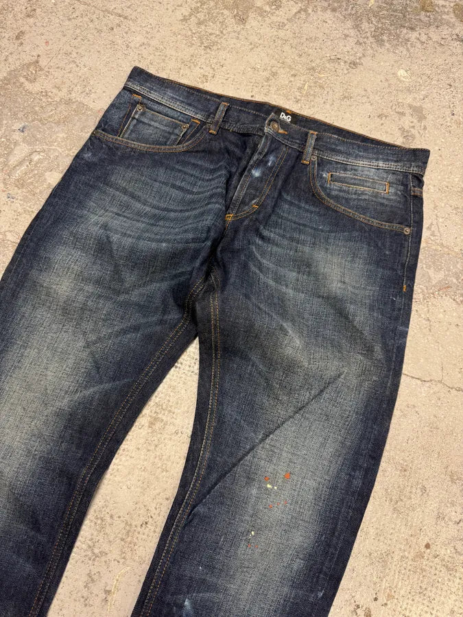 2000s Dolce & Gabbana Blue Eroded Brut Denim Jeans hCCmCCx 4
