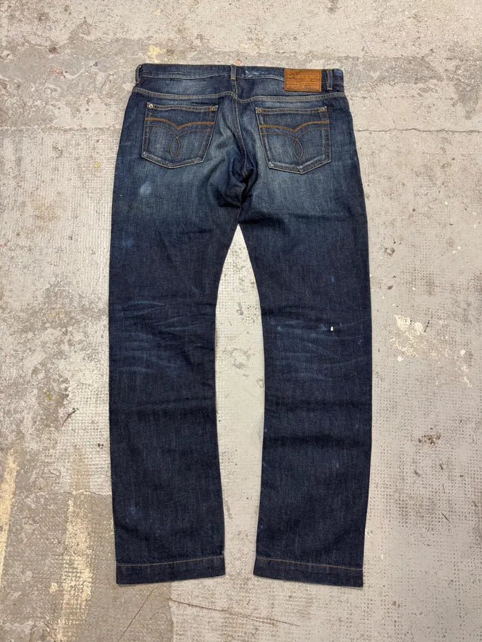 2000s Dolce & Gabbana Blue Eroded Brut Denim Jeans hCCmCCx 5