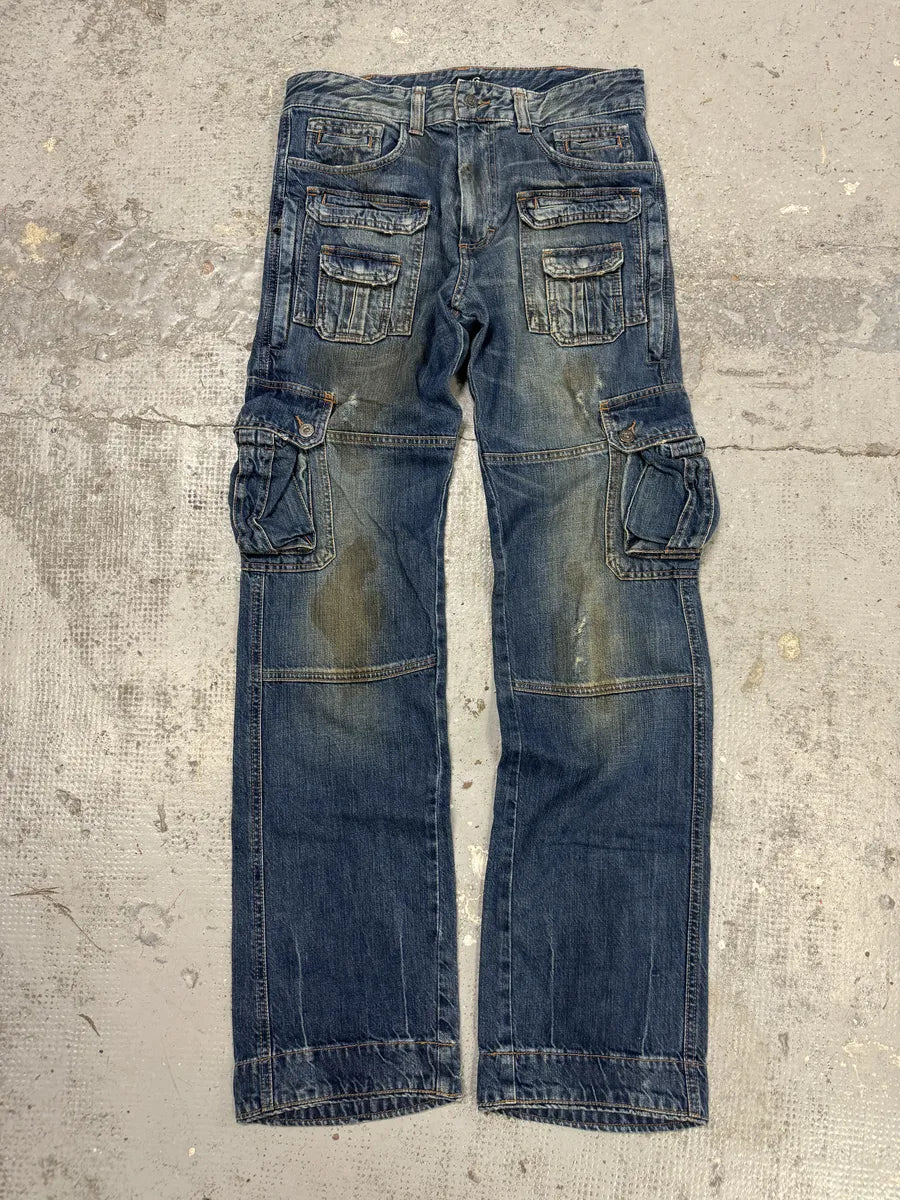 2000s Dolce & Gabbana Blue Faded Cargo Denim Jeans cVjKtzN 2