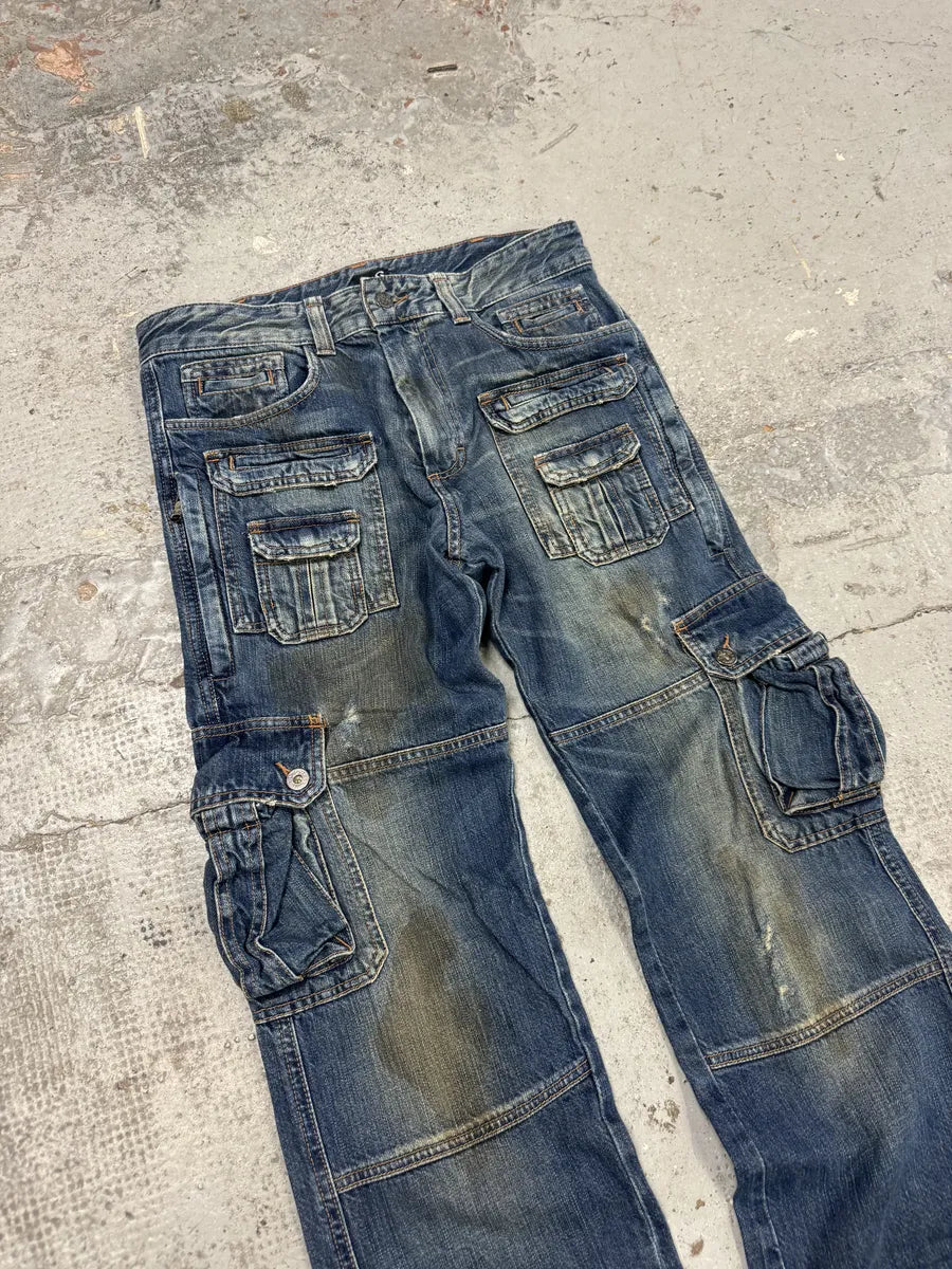 2000s Dolce & Gabbana Blue Faded Cargo Denim Jeans cVjKtzN 5