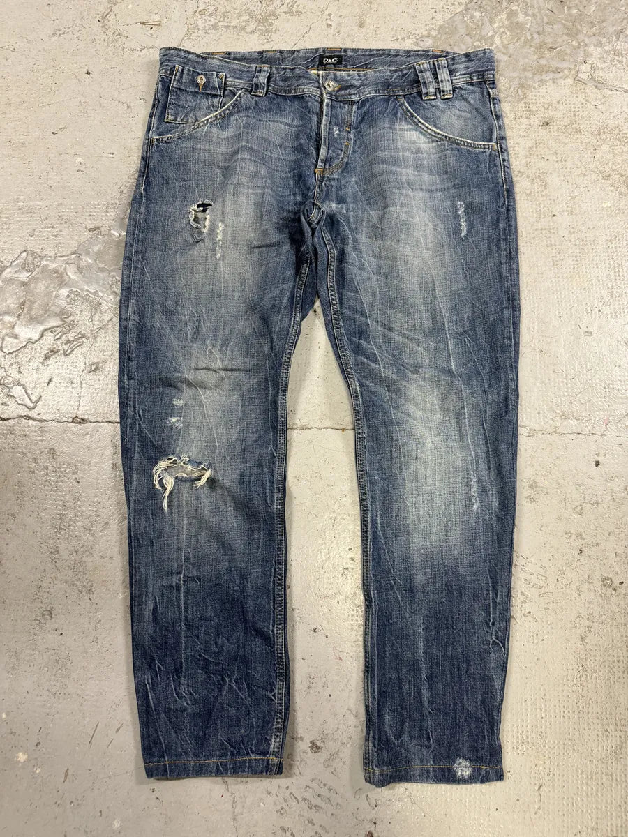 2000s Dolce & Gabbana Blue Faded Denim Jeans Oihknmr 0