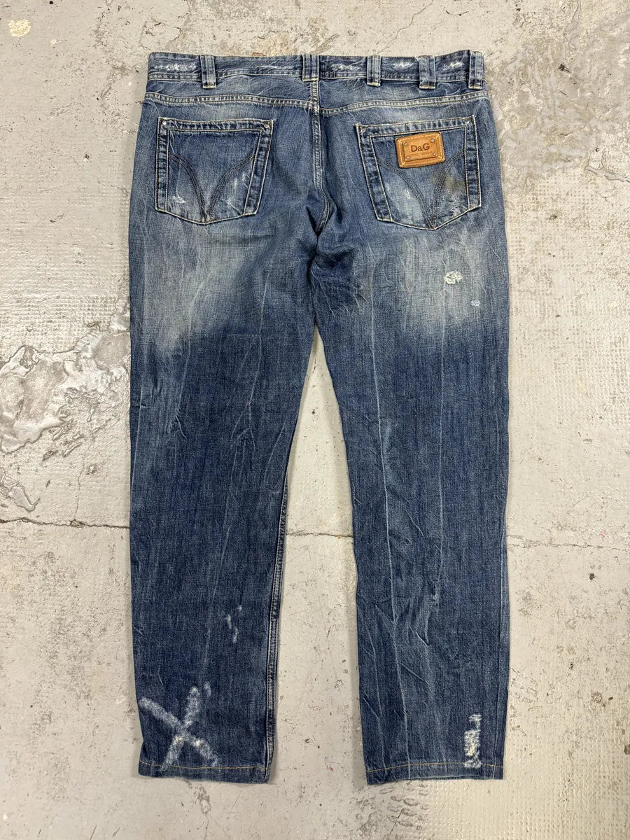 2000s Dolce & Gabbana Blue Faded Denim Jeans Oihknmr 1