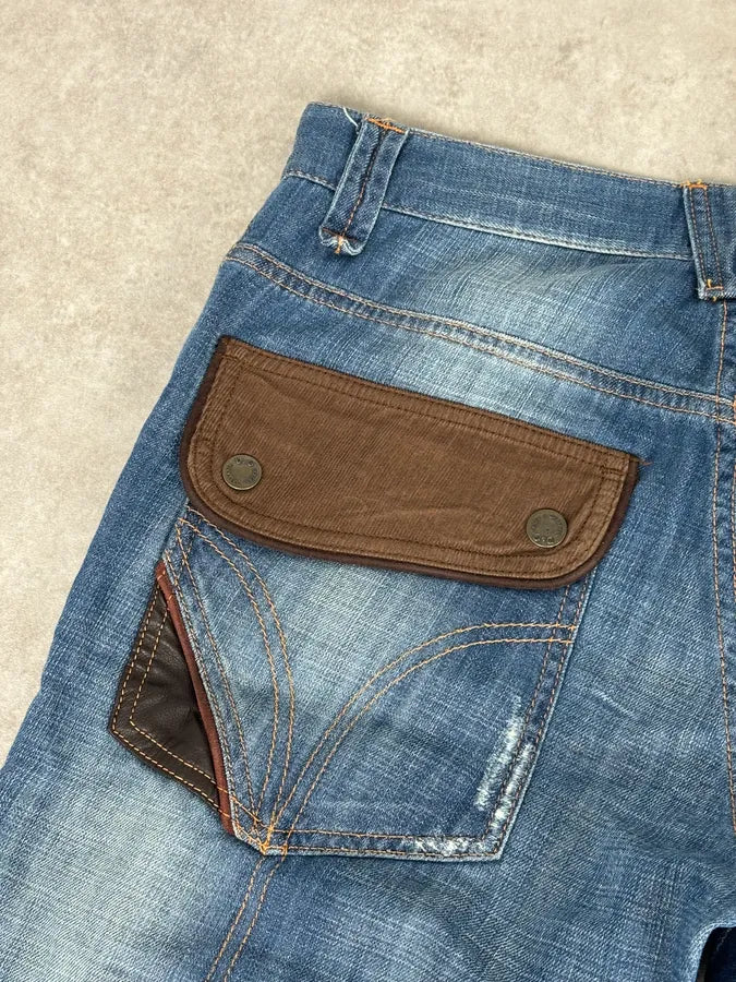AW2005 Dolce & Gabbana Blue & Brown Hybrid Western Denim Jeans  DpORthn 7