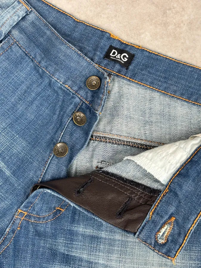 AW2005 Dolce & Gabbana Blue & Brown Hybrid Western Denim Jeans  DpORthn 9