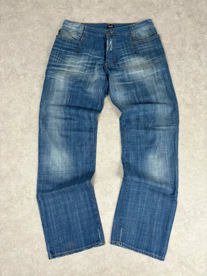 AW2005 Dolce & Gabbana Blue & Brown Hybrid Western Denim Jeans  DpORthn 0