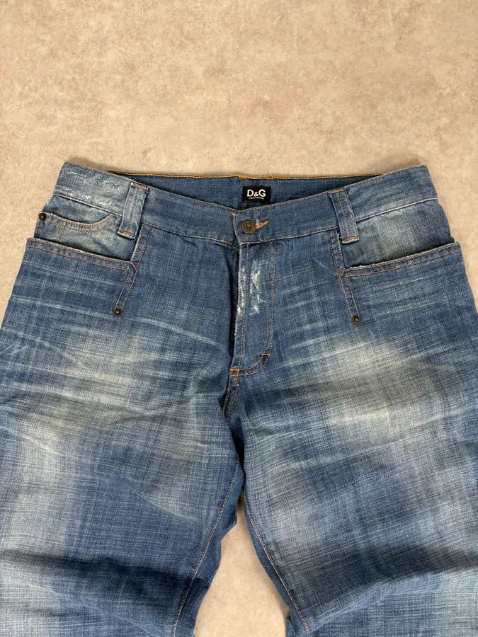 AW2005 Dolce & Gabbana Blue & Brown Hybrid Western Denim Jeans  DpORthn 4