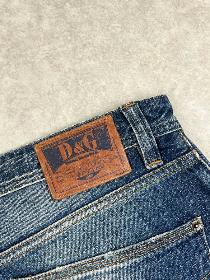 2000s Dolce & Gabbana Blue Faded Distressed Denim Large Jeans dmuGDfe 10