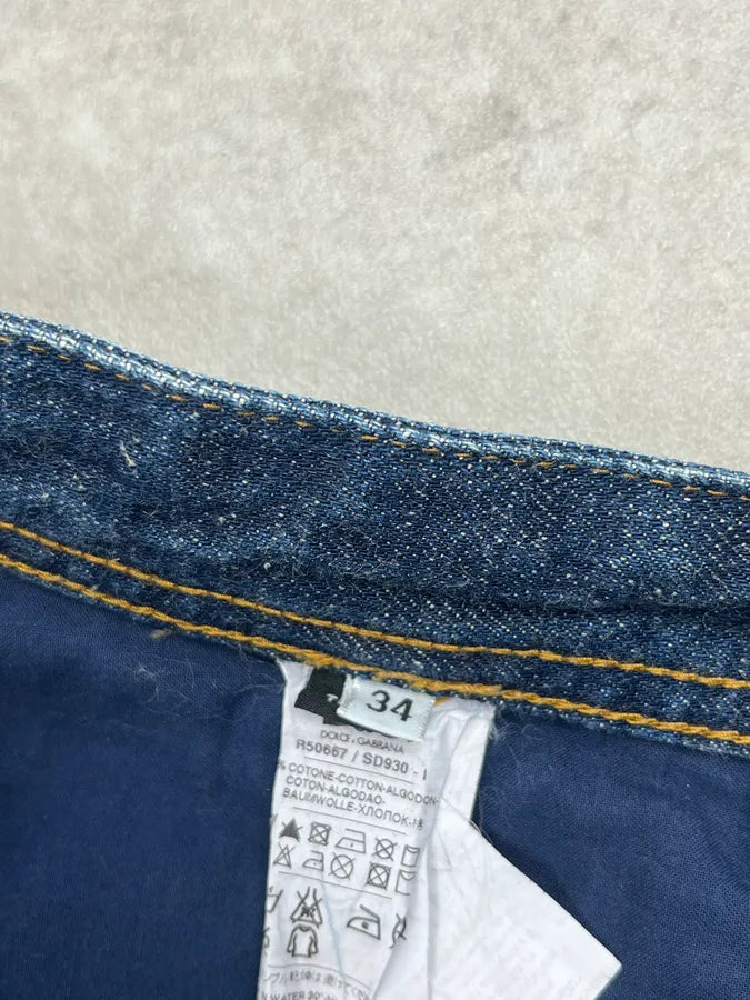 2000s Dolce & Gabbana Blue Faded Distressed Denim Large Jeans dmuGDfe 11