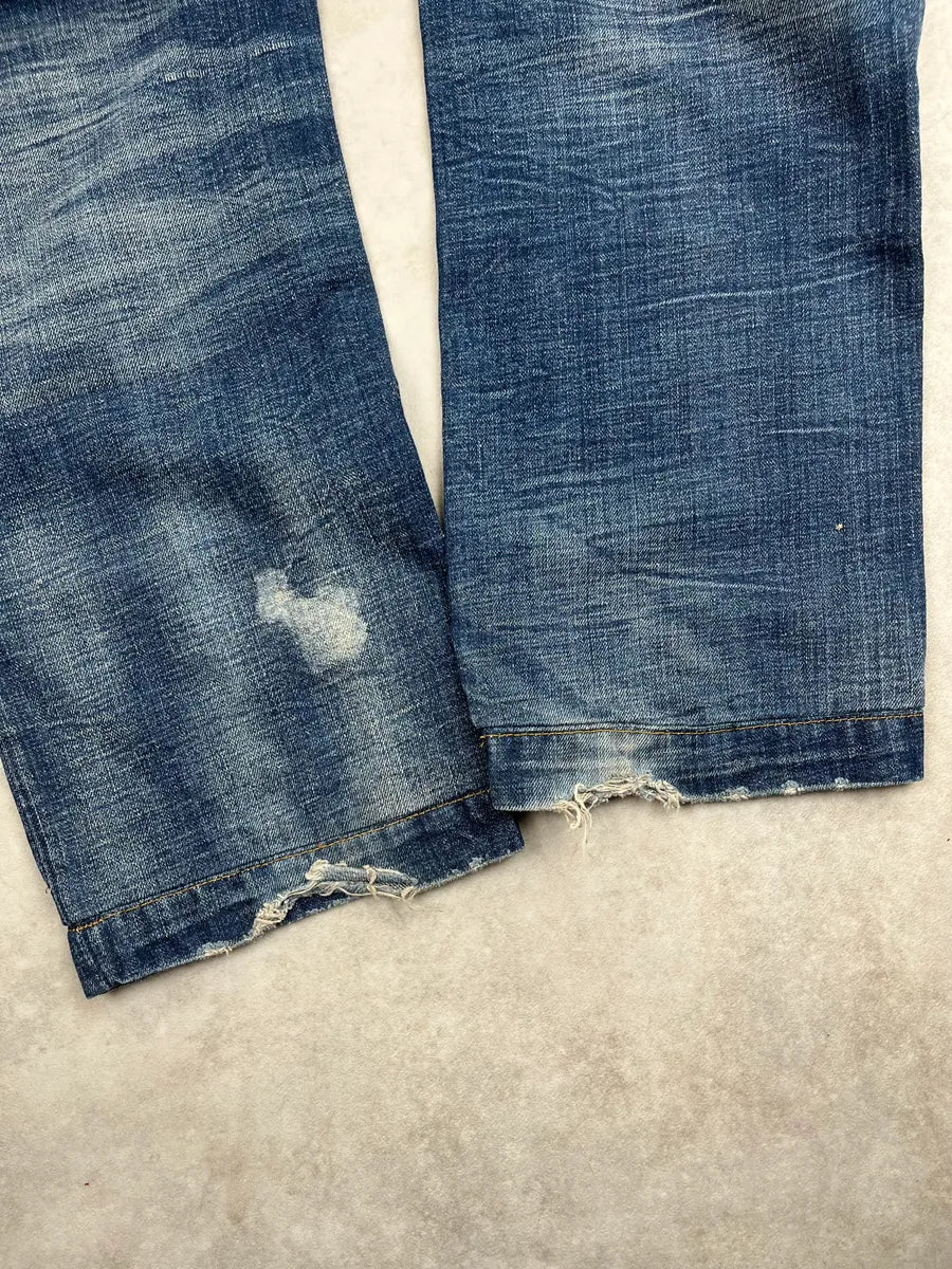 2000s Dolce & Gabbana Blue Faded Distressed Denim Large Jeans dmuGDfe 9