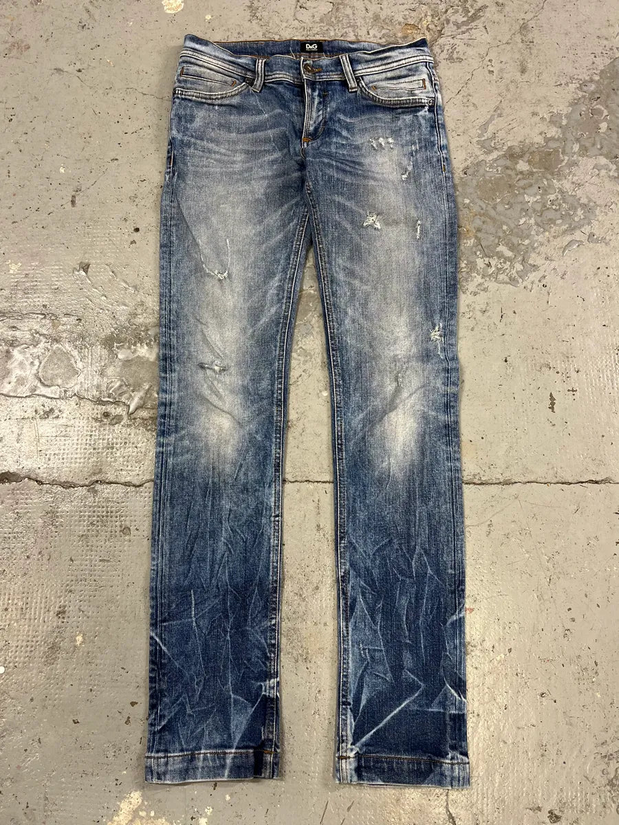 2000s Dolce & Gabbana Blue Faded Regular Denim Jeans HzmNtQq 0