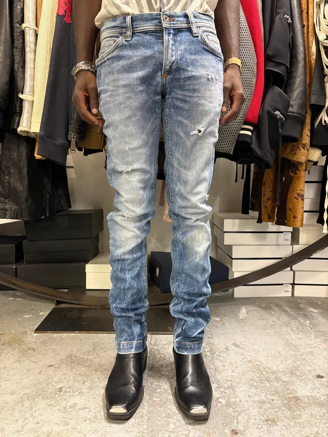 2000s Dolce & Gabbana Blue Faded Regular Denim Jeans HzmNtQq 1