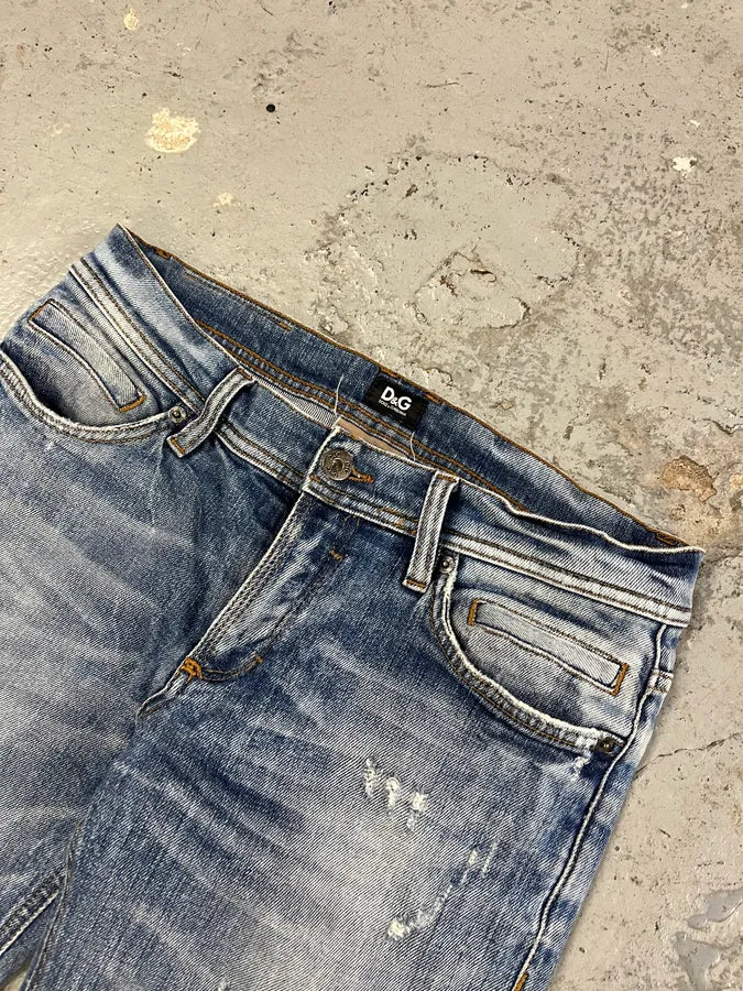 2000s Dolce & Gabbana Blue Faded Regular Denim Jeans HzmNtQq 5
