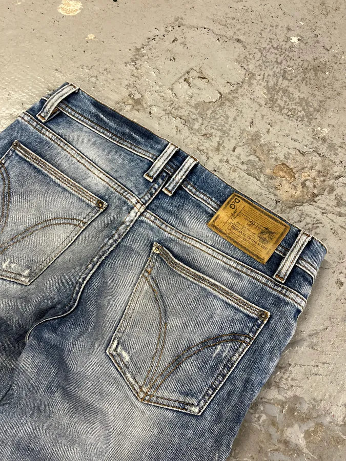 2000s Dolce & Gabbana Blue Faded Regular Denim Jeans HzmNtQq 6