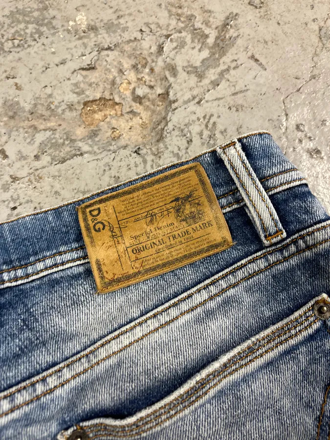 2000s Dolce & Gabbana Blue Faded Regular Denim Jeans HzmNtQq 7