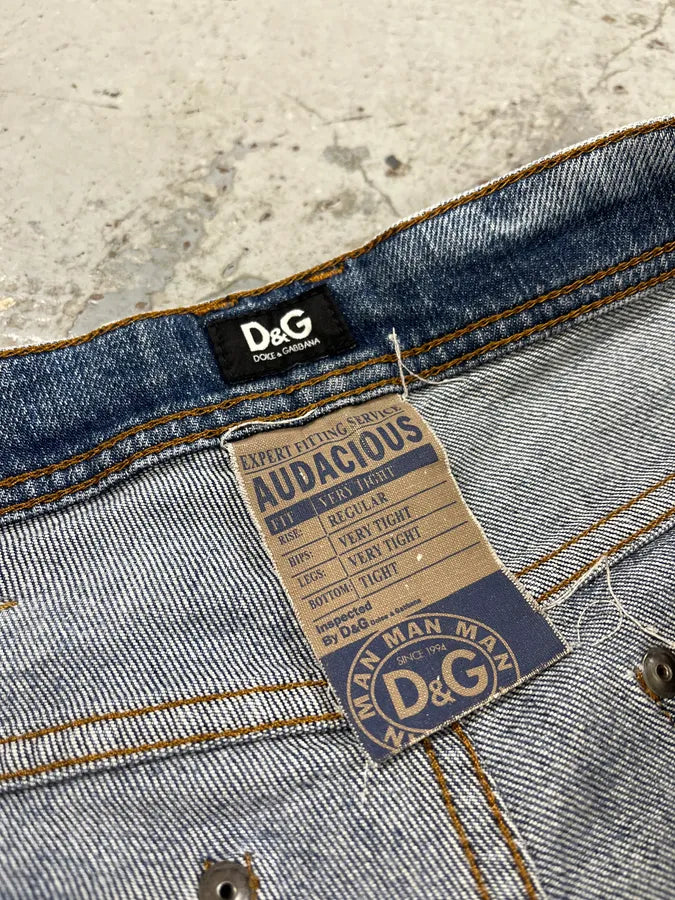 2000s Dolce & Gabbana Blue Faded Regular Denim Jeans HzmNtQq 9