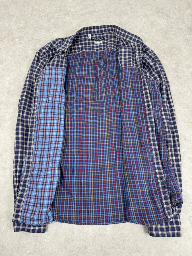 2000s Dolce & Gabbana Blue Irregular Checkered Shirt CAGhwiJ 7