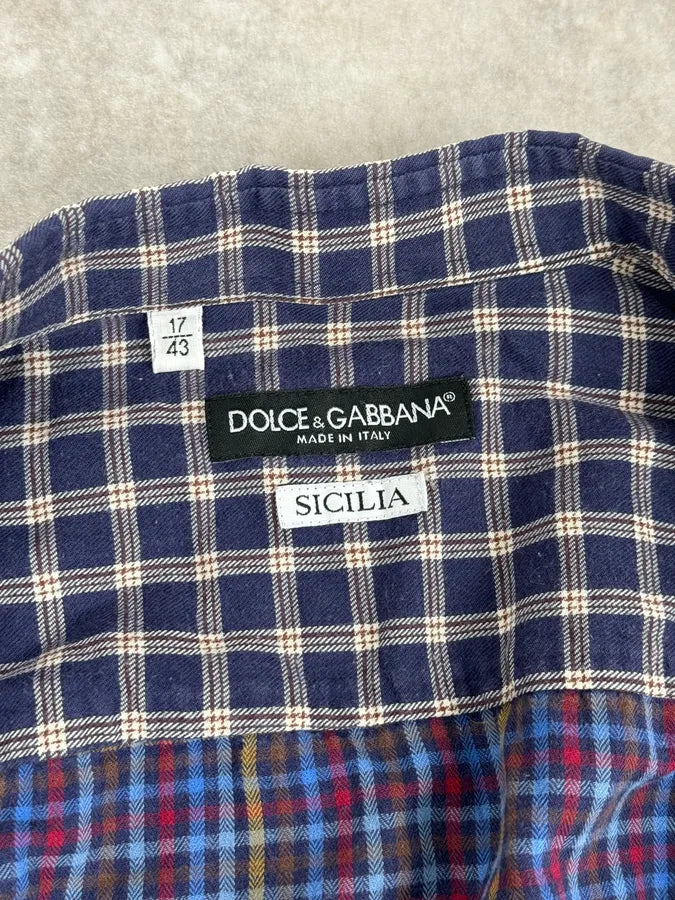 2000s Dolce & Gabbana Blue Irregular Checkered Shirt CAGhwiJ 8