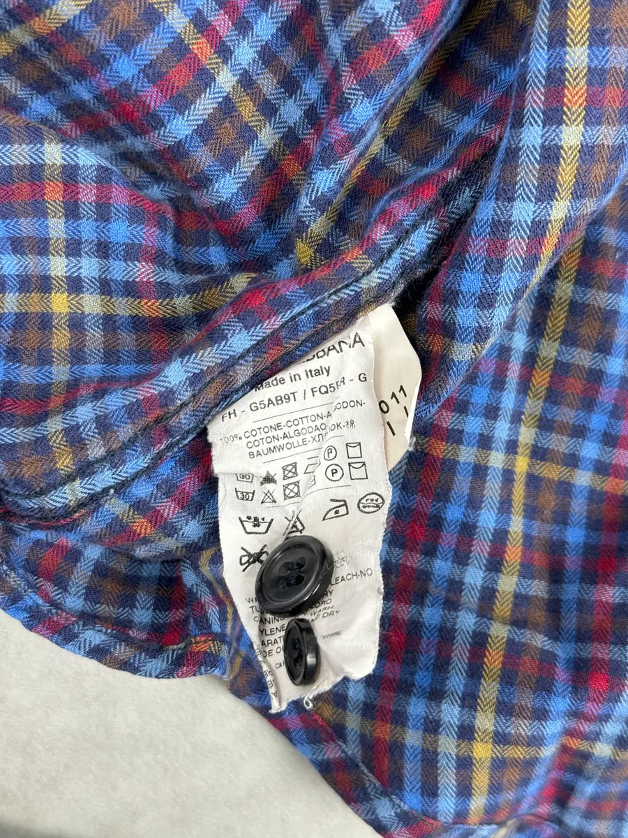 2000s Dolce & Gabbana Blue Irregular Checkered Shirt CAGhwiJ 9