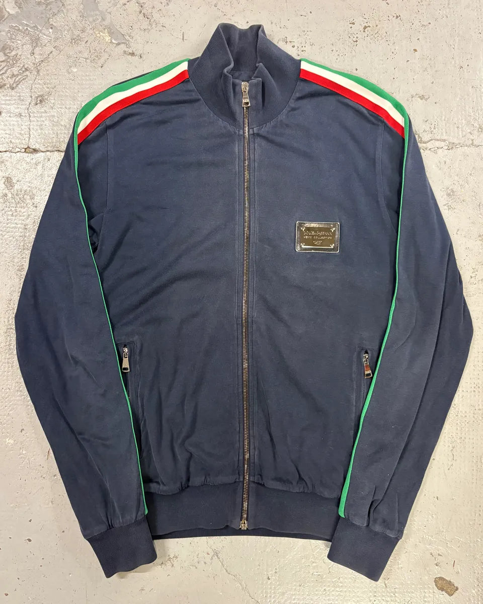 2000s Dolce & Gabbana Blue Italia Stripe Zip Track Sweater aGaoEeB 0
