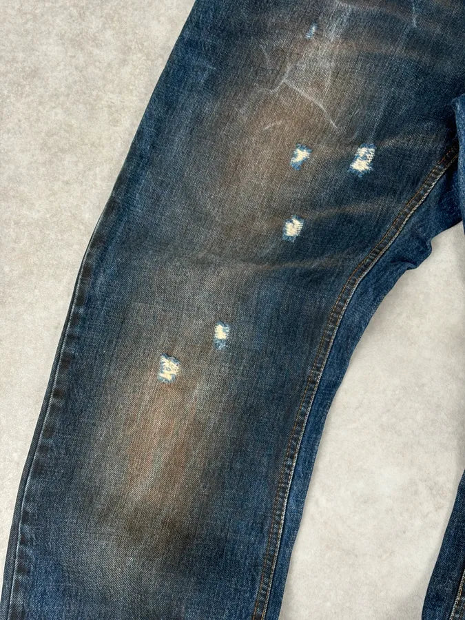 AW2005 Dolce & Gabbana Blue Faded Distressed Denim Jeans ezKCPkR 9
