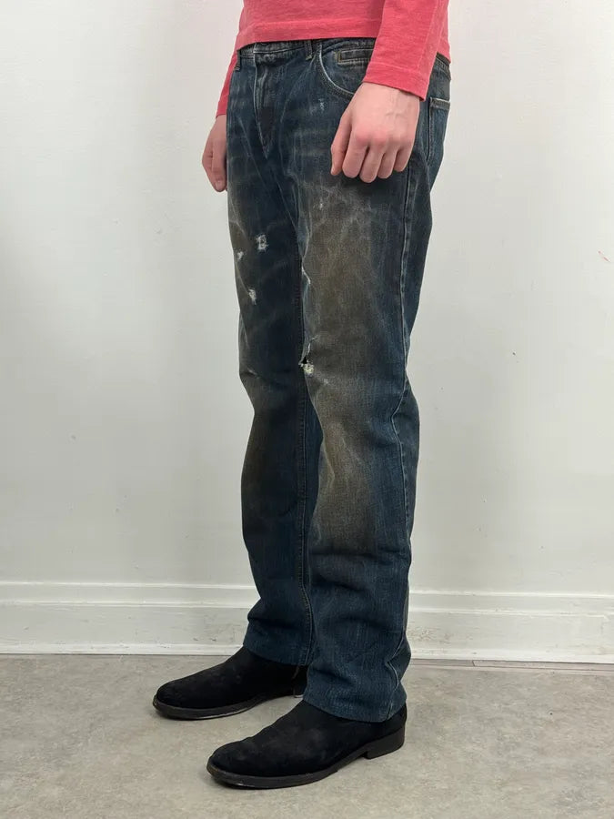 AW2005 Dolce & Gabbana Blue Faded Distressed Denim Jeans ezKCPkR 2