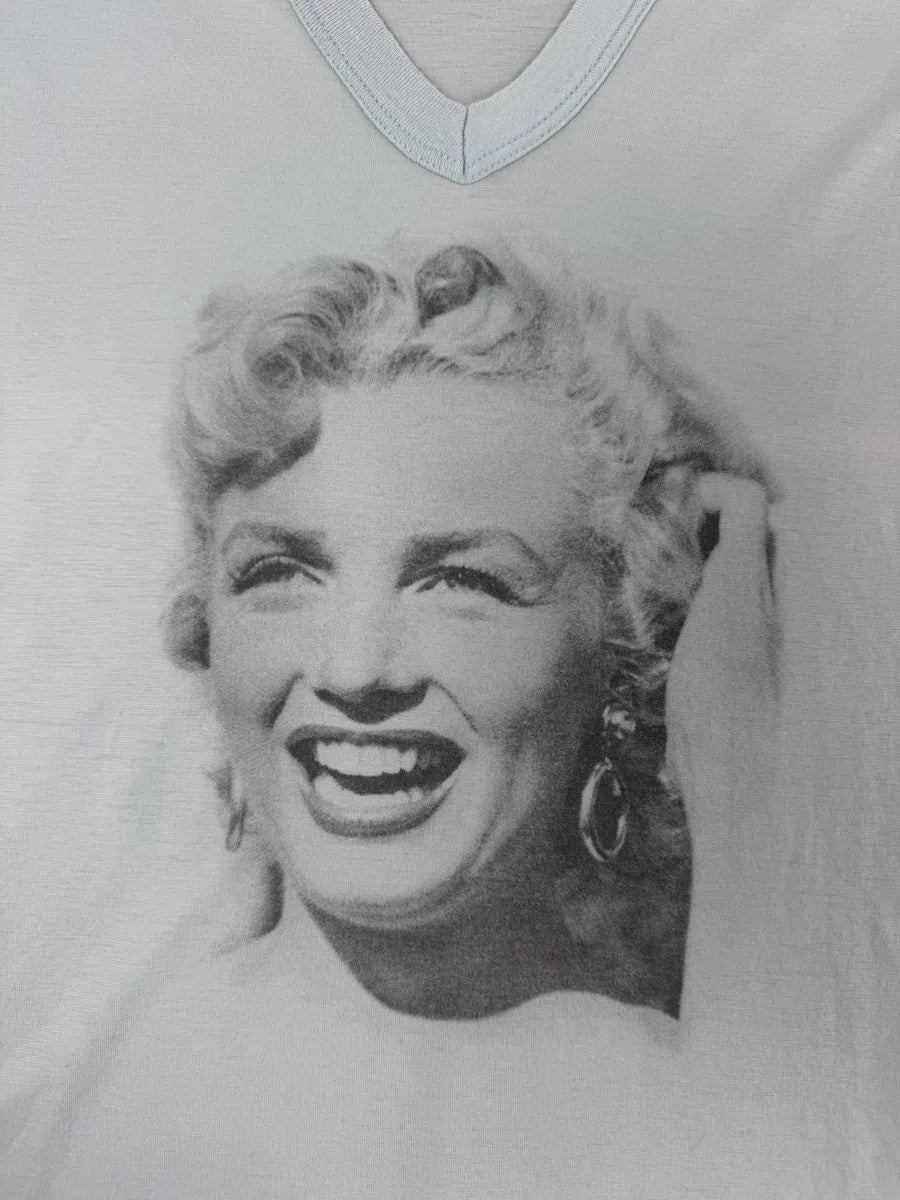 2000s Dolce & Gabbana Blue Marilyn Monroe V-Neck T-Shirt XuQJzJB 3
