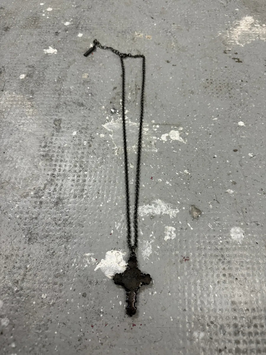 2000s Dolce & Gabbana Blue Onyx Cross Pearl Pendant Necklace (OS) 3