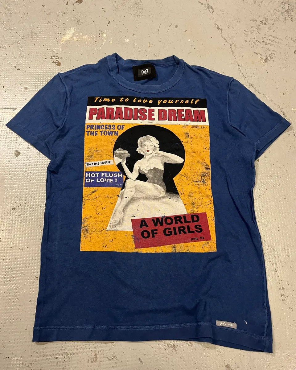 2000s Dolce & Gabbana Blue Paradise Dream Girl T-Shirt IphVJzo 0